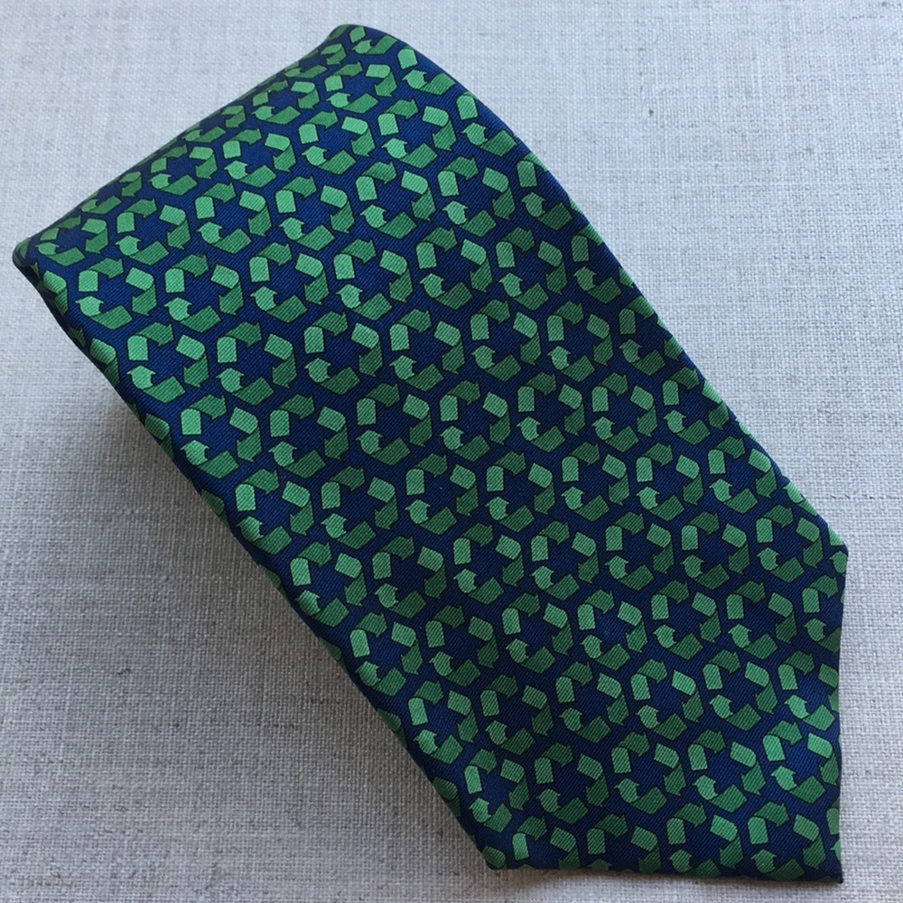 Josh Bach Green Recycle Novelty Silk Tie